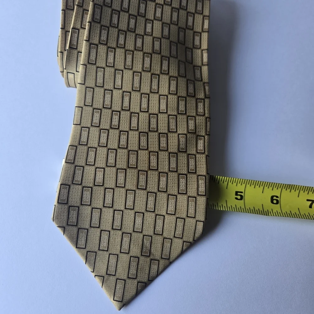 DIMOGGIO Tie 100% Silk, Elegant Gold Patterned Men's Tie